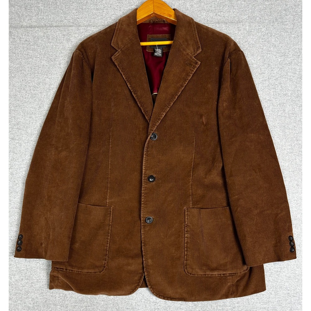 VTG Y2K St Johns Bay Corduroy Blazer Coat Mens Large Brown Unstructured Sport